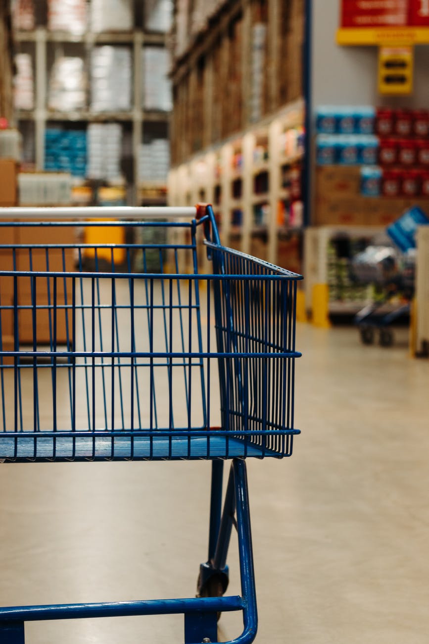 empty blue shopping cart